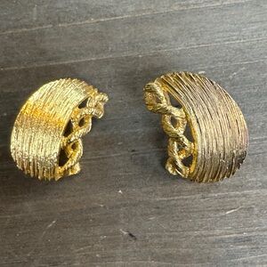 Gold Textured Half-Circle Earrings